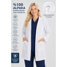 Raven Uniform Uzun Kol Beyaz Unisex Önlük Ceket Boy Apaş Yaka Hemşire Doktor Öğretmen Önlüğü