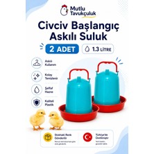 2 Adet Civciv Başlangıç Suluk 1.3 Litre Kapasite Keklik Güvercin Bıldırcın Kuşu Suluğu