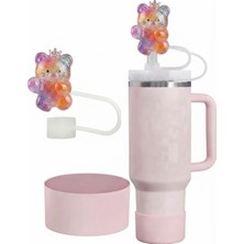 10 mm Silikon Pipet Tıpası ve Pudra Pembe Termos Taban Koruyucu Seti - Toz ve Böcek Önleyici