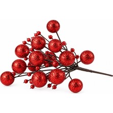 My Balli Store Yılbaşı Süsü Simli Pullu Mini Berry Kırmızı 20 cm