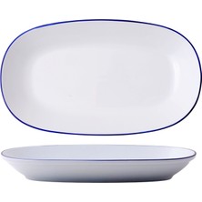 Güral Porselen Mavi Fileli Kayık Tabak 24 cm 4 Adet