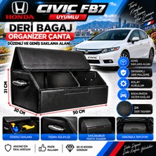 Furens Honda Civic Fb7 Uyumlu Oto Bagaj Organizeri Deri Bagaj Kutu Çanta