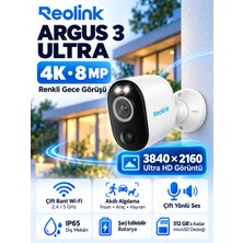 Reolink Argus 3 Ultra 8mp 4K UHD Bataryalı Wi-Fi Güvenlik Kamerası