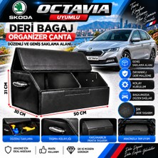 Furens Skoda Octavia Uyumlu Oto Bagaj Organizeri Deri Bagaj Kutu Çanta