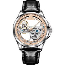 Kronen&söhne KS3001 Copper Rose Mekanik Otomatik Siyah Deri Kordonlu Erkek Kol Saati