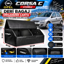 Furens Opel Corsa C Uyumlu Oto Bagaj Organizeri Deri Bagaj Kutu Çanta
