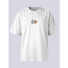 Fenerbahçe Beyaz Şampiyonlar Ligi Starball Detaylı Erkek Oversize Tshirt