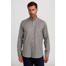 Bisse Kahverengi Regular Fit %100 Pamuk Desenli Paşa Yaka Gömlek GM23K232040_D11
