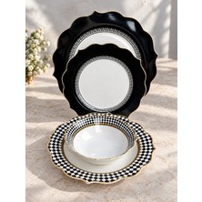 Onedekor 16 Parça 4 Kişilik Porselen Dama Black Yemek Takımı
