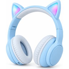 Mat Teknoloji Catfigürlü Bluetooth Kulaklık Buz Mavisi