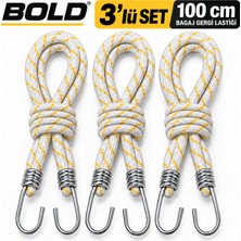 Bold Bagaj Gergi Lastiği Sarı 3'lü Set – 100 cm – Çift Metal Kancalı Elastik Yük Sabitleme Lastiği