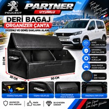 Furens Peugeot Partner Uyumlu Oto Bagaj Organizeri Deri Bagaj Kutu Çanta