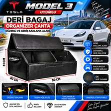 Furens Tesla Model 3  Uyumlu Oto Bagaj Organizeri Deri Bagaj Kutu Çanta