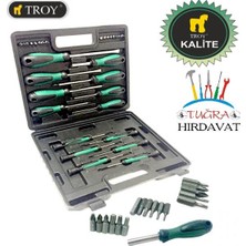 Troy 22332 Tornavida Takım Düz Yıldız 32 Parça Bits Uçlu Tornavida