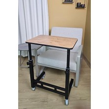 Myg Plus Yükseklik Ayarlı Laptop Masası - Çalışma Masası (40X60 cm Mdf Tablalı/tekerlekli)