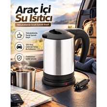 Royaleks Otomobilde Kullanıma Uygun 12V Çakmak Soketli Paslanmaz Çelik Pratik Su Isıtıcı Kettle