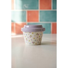 Acar Silk Petal Porselen Kapaklı Kavanoz Mor - 160 ml