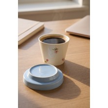 Acar Silk Petal Porselen Kapaklı Kupa Mavi - 230 ml