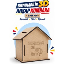 212toyzz 3D Boyanabilir Ahşap Kumbara Maketi Kendin Yap Eğitici Oyuncak