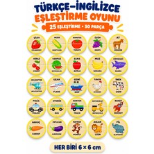212toyzz Ahşap Türkçe Ingilizce Eşleştirme Oyunu – Hayvanlar, Meyveler ve Taşıtlar 2 Parçalı Eğitici Öğretici Puzzle Seti