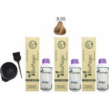 Biomagic Amonyaksız Organik Krem Saç Boyası 8.00 Açık Kumral 60 ml x 3 Argan Yağlı Etkili