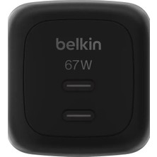Belkin WCH020KQBK BoostCharge Pro 2-Port USB-C GaN 67W Şarj Adaptörü – Siyah