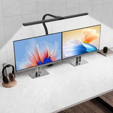 Yesnice Modern Çift Başlıklı LED Monitör / Masa Lambası Kumandalı Esnek Kollu Klipsli Geniş Açılı Ayarlanabilir Aydınlatma