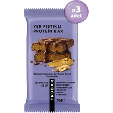 TRUBAR Çikolata Kaplamalı, Yer Fıstığı Ezmeli Protein Bar 50 G x 3 Adet