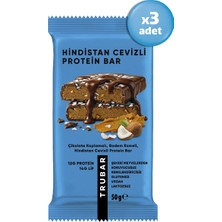 TRUBAR Çikolata Kaplamalı, Badem Ezmeli, Hindistan Cevizli Protein Bar 50 G x 3 Adet