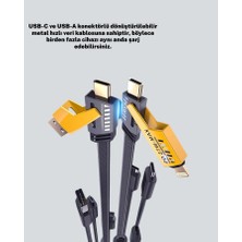 Marsilyan Örgülü Tasarım 4’ü 1 Arada Usb-C Lightning Hızlı Şarj Kablosu
