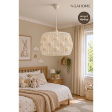 Nga Home Ngahome Krem Ponponlu Tül Avize 30 cm | Çocuk Odası & Bebek Odası Dekoratif Sarkıt Avize (E27 Duy)