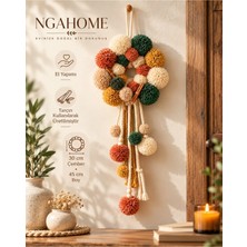 Nga Home Ngahome Bohem Kapı Süsü | Pamuk Iplik Ponpon | Sarkıtlı El Yapımı | 30 cm