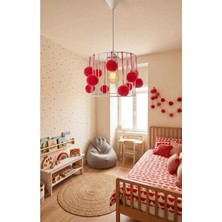 Nga Home Ngahome El Yapımı Ponponlu Çocuk Odası Avizesi – Beyaz Metal Kafes – Yün Ip Ponponlu Dekoratif Avize