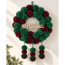 Nga Home Ngahome El Yapımı Pamuk Ponpon Kapı Süsü | Hoş Geldiniz Yazılı | 30 cm