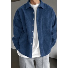 Genius Store Erkek Gömlek Fitilli Kadife Oversize Gömlek Yaka Cepli Uzun Kollu Ceket Gömlek