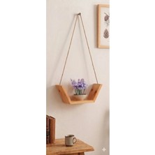 Nga Home Ngahome El Yapımı Doğal Çam Ahşap Halatlı Duvar Rafı Dekoratif Saksılık Kitaplık