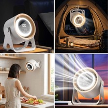 Marsilyan 6 Kademeli Şarjlı Masaüstü Fan – Dijital LED Ekranlı, Oynar Başlıklı, LED Işıklı, Askılı ve Duvara Monte Edilebilir Fan K6 (4887)