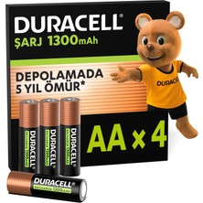 DURACELL ŞARJ EDİLEBİLİR AA Kalem Pil (4'lü Paket), 1300 mAh