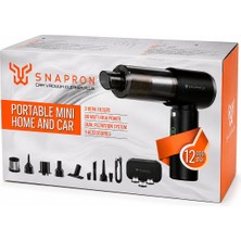 Marsilyan Oto Araç - 2ın1 Şarjlı 80W - 12000PA 9 Başlık - 3 Filtre El Tipi Basınçlı Hava Üfleme - Araç Süpürge Makinesi Taşıma Çantalı SNV-3002 (4887)