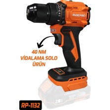 RIDEPRO RP-1132 20V 40 Nm Kömürsüz Şarjlı Vidalama – Solo Makine