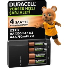 DURACELL CEF 14 Pil Şarj Cihazı + Şarj Edilebilir AA ve AAA Pil 2'şer adet