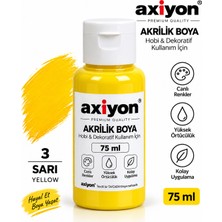 Axiyon Art Akrilik Boya 75 ml Sarı – Su Bazlı Hobi ve Dekoratif Boya