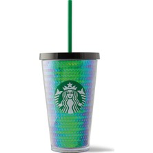 Starbucks Klasik Seri Termos Soğuk İçecek Bardağı 473 ml Metalik Yeşil Renkli Modern Tasarım