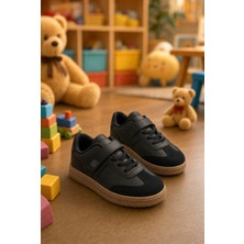 Tonny Black Unisex Siyah Siyah Rahat Kalıp Termo Taban Cırtlı Sneaker