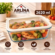 Arlina Home Kids 2620 ml Vakumlu Cam Saklama Kabı