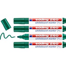 Mythriva Edding 260 Beyaz Yazı Tahtası Kalemi, Yeşil, 4'lü Set, Yuvarlak Uç 1,5-3 mm