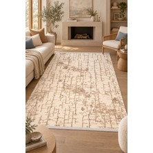 Hann Home Collection Senova Krem Vizon Modern Robot Süpürge Uyumlu Salon Oturma Odası Koridor Halısı Polyester Kolay Temi