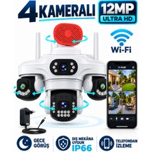 Vivatech OK-243 12MP 4 Kameralı Wifi  Gece Görüş Çift Yönlü Ses Uzaktan İzleme Kişi Takibi Türkçe Akıllı Güvenlik Kamerası