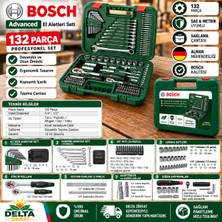 Bosch Advanced 132 Parça El Aletleri Seti Lokma Takımı Bits Uçları Alyan ve Kombine Anahtar Seti