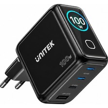Unitek Unıtek Rexo 100W 4 Portlu Akıllı Ekranlı Gan Sarj Cihazı (P1132ABK01-EU)
